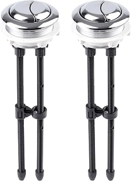 Toilet Tank Button, Dual Push Flushing Toilet Button Replacement Toilet Flush Button with Thread 48mm / 1.89 Inch Round Pack of 2