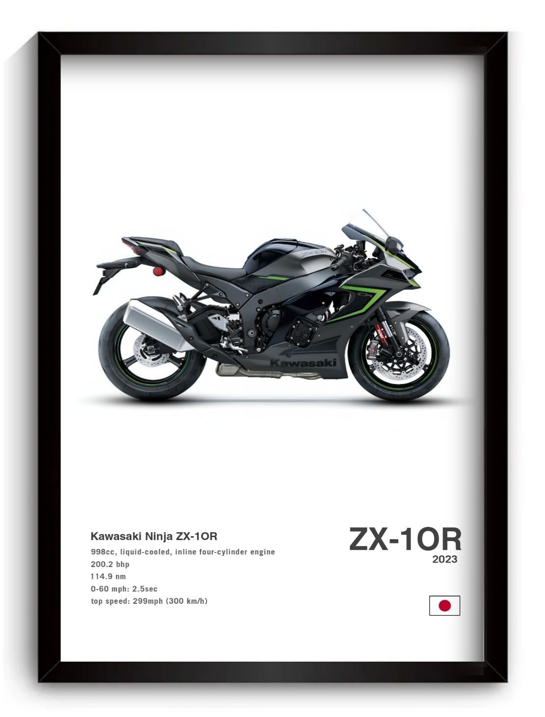 Kawasaki Ninja ZX-10R Bike Poster for Wall Photo Frame, Modern