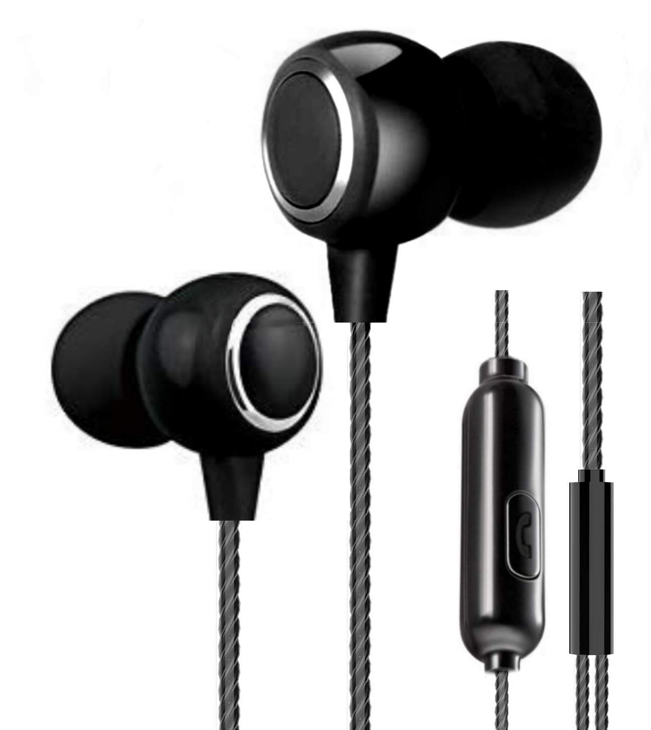 Meyaar R-Plus 1534 in-Ear Compatible All Smartphones Earphones with High Bass Wired Earphones with Mic 3.5mm/Jack Powerful Super Heavy Bass/Hands-Free/Headphone (Black)