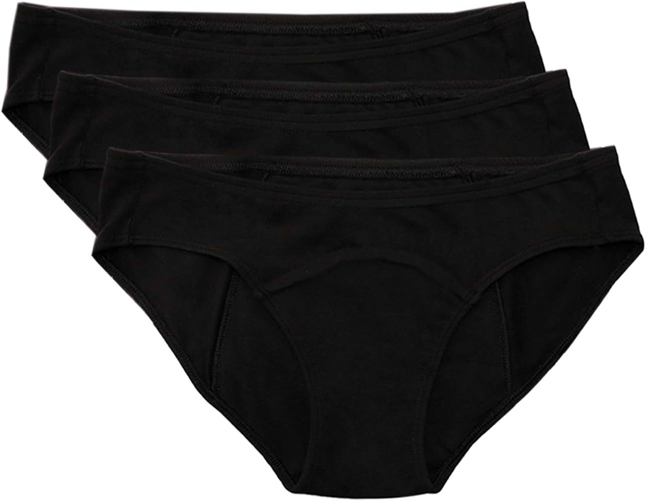 Hesta/Rael Women's Organic Cotton Period Menstrual Sanitary Protective Underwear Panties/ 3Pack (X-Small, 3Black)