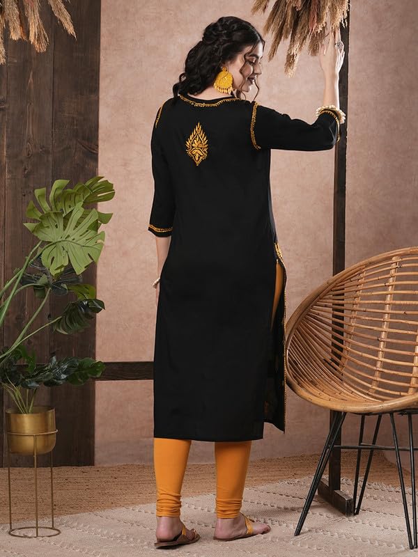 Image of Ada Hand Embroidered Lucknowi Chikankari Cotton Kurta Kurti for Women A411191