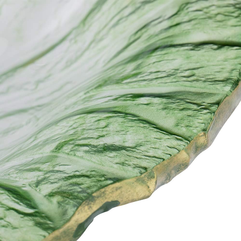 Light Green Lotus Leaf Tempered Glass Bathroom Vessel Sink Counter Top Installation Modern Artistic Vanity Sinks Glass Vessel Sink with Pop up Drain,Singlesink
