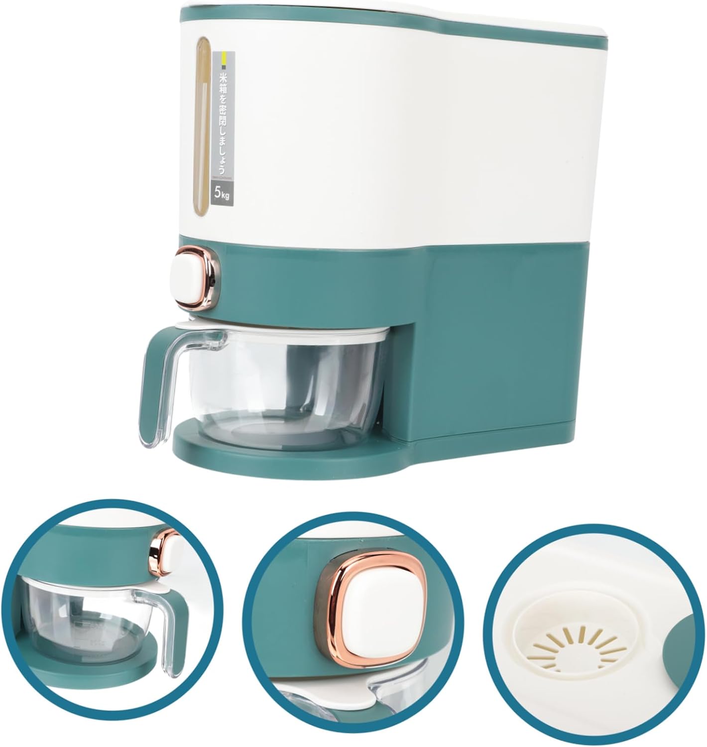 Alipis Press Measuring Rice Dispenser Lid Airtight Plastic Grain Storage Container for Home Use 5L Capacity for Rice Beans and Grains