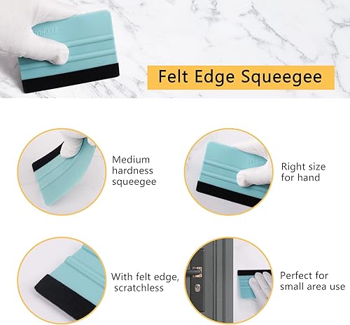 Miniatura 4 de TECKWRAP Papel Pintado Kit De Herramientas Básicas Para Suavizar - Escurridor De Menta Grande, Escobilla De Borde De Fieltro, Cuchillo Artesanal