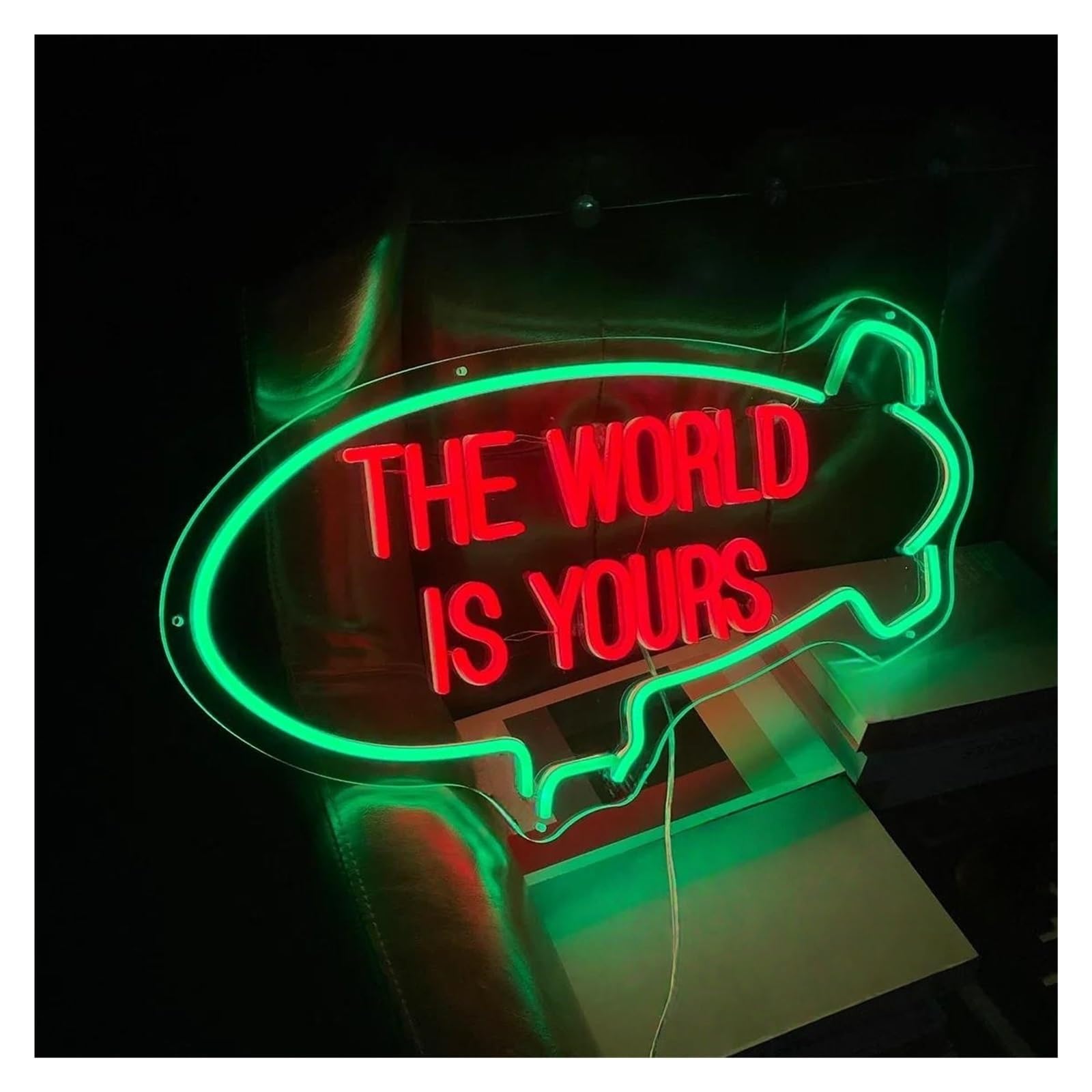 Lemst F Signs Lamp The World Is Yours Neon Signs Usb Powered Adjustable Brightness Letter Lights Suitable Or Club Decor 30Cmx40cm(F)