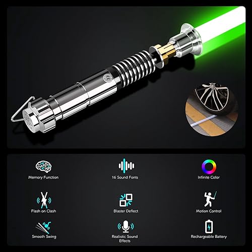 Miniatura 25 de Sable de luz Smooth Swing Dueling – Control de movimiento RGB infinito 16 colores cambian sable de luz, 16 fuentes de sonido, empuñadura de metal