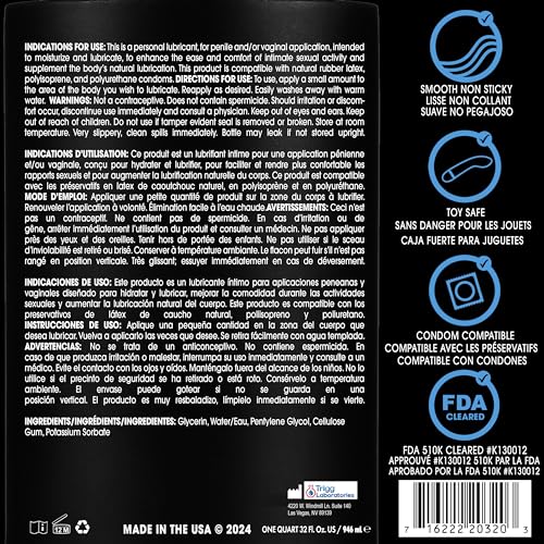 Image of Wet Silver Water-Based Lubricant | Long-Lasting, Original Premium Formula | Vegan, pH-Balanced, Hypoallergenic, Paraben-Free, Non-staining | Lube for Men, Women & Couples, 32 fl oz