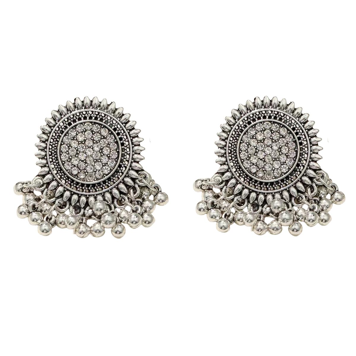 Bohemian Indian Chandelier Dangle Earrings for Women Rhinestone Golden Vintage Statement Drop Dangling Earring Beaded Mexico Tassel Studs for Jhumka