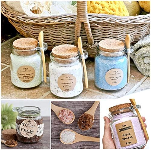 ericotry 8oz 250ML Reusable Thick Clear Glass Storage Jar with Cork Stopper and Wooden Spoon For Keeps Food Dry Fresh for Home Kitchen Bathroom Cosmetics Gifts Travel