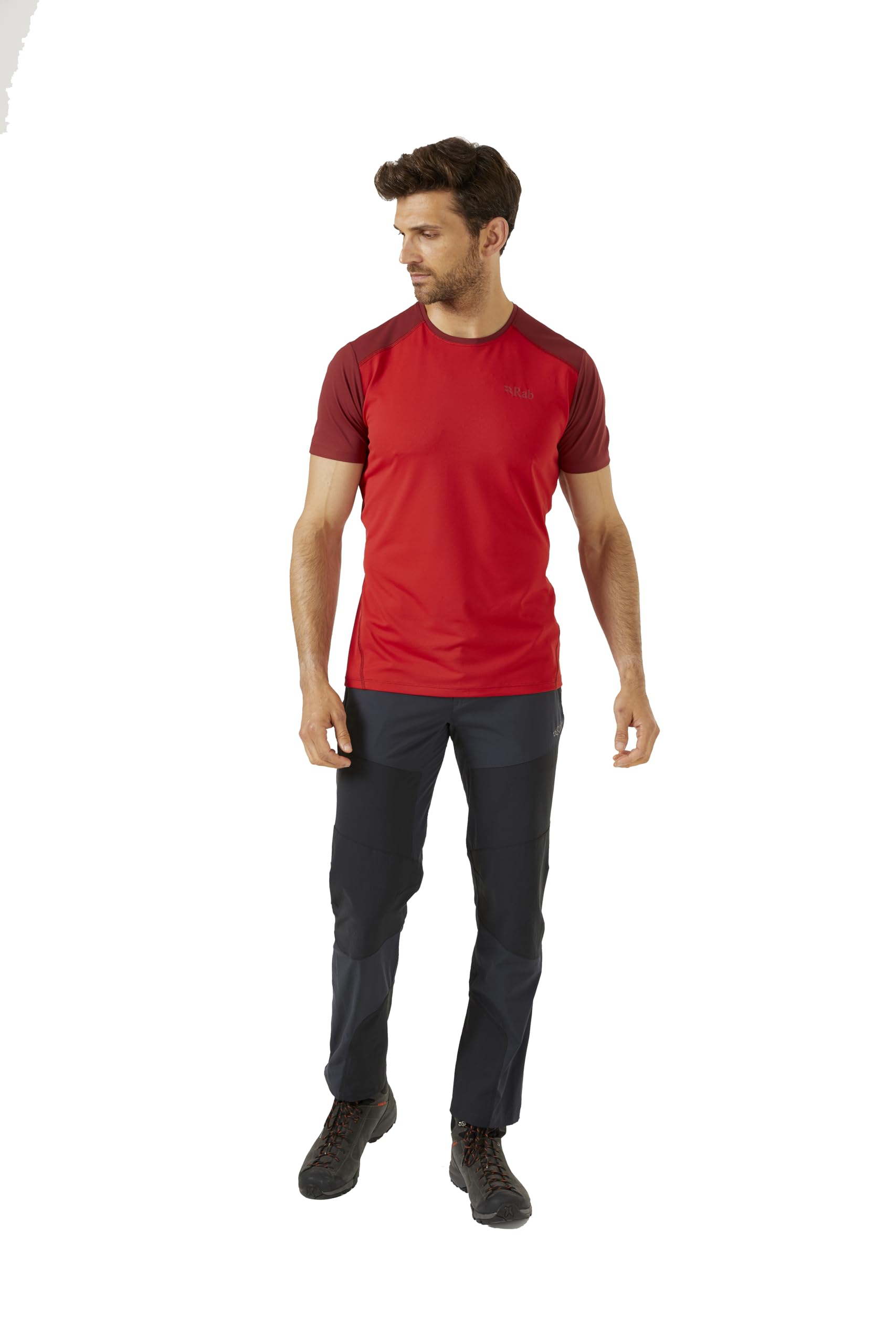Rab Męska koszulka Force lekka koszulka do trekkingu, wspinaczki i biegania w terenie, Ascent Red/Oxblood Red, XL