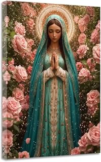 CGXLB Virgin Mary Picture Portrait Of Mother Mary Holy Prayer Paintings Catholic Decor Religion Wall Art for Living Room Bedroom 16"x24"