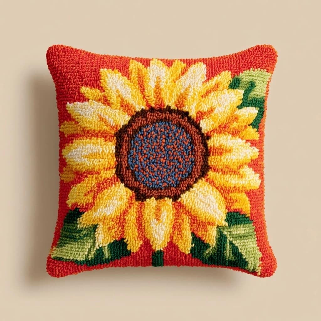 Taxpy Latch Hook Cushion Kit for Beginners Sunflower