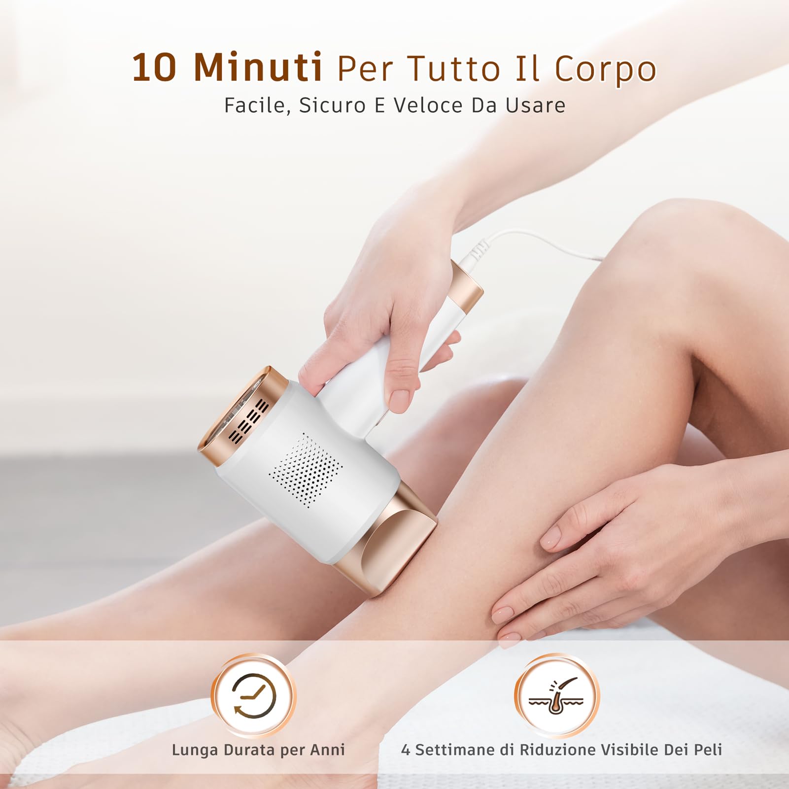 Prettivo Epilatore Luce Pulsata, IPL Luce Pulsata Epilatore Con Schermo LCD, 9 Livelli di Energia, 999,900 Lampi, 3 In 1 Modalità HR/SC/RA,Epilatore a Luce Pulsata Per Braccio, Gamba, Corpo, Bikini