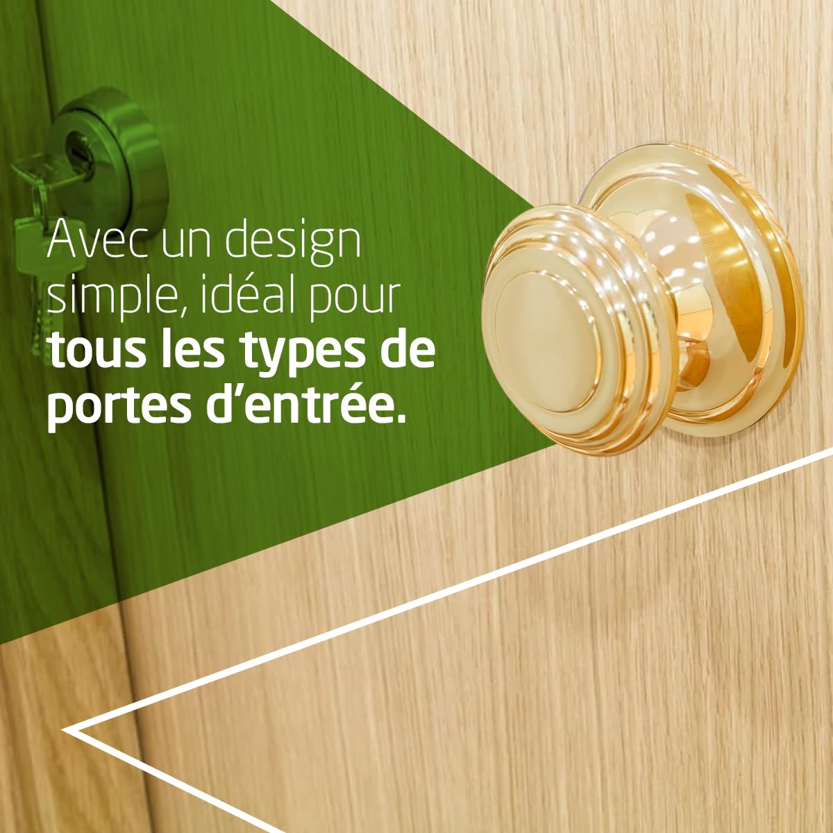 Amig - Bouton de porte | Fabriqué en laiton | Poignée : Ø76 mm | Or | Solide | Résistant au frottement, à la rouille et à la corrosion