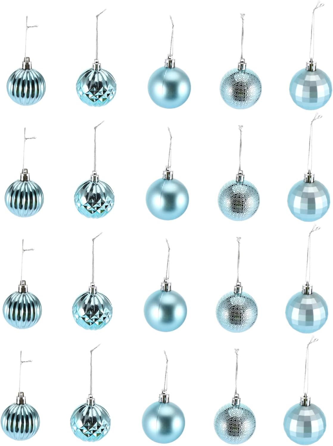 40pcs Glitter Christmas Ornaments Shatterproof Baubles Balls for Xmas Tree Decorations