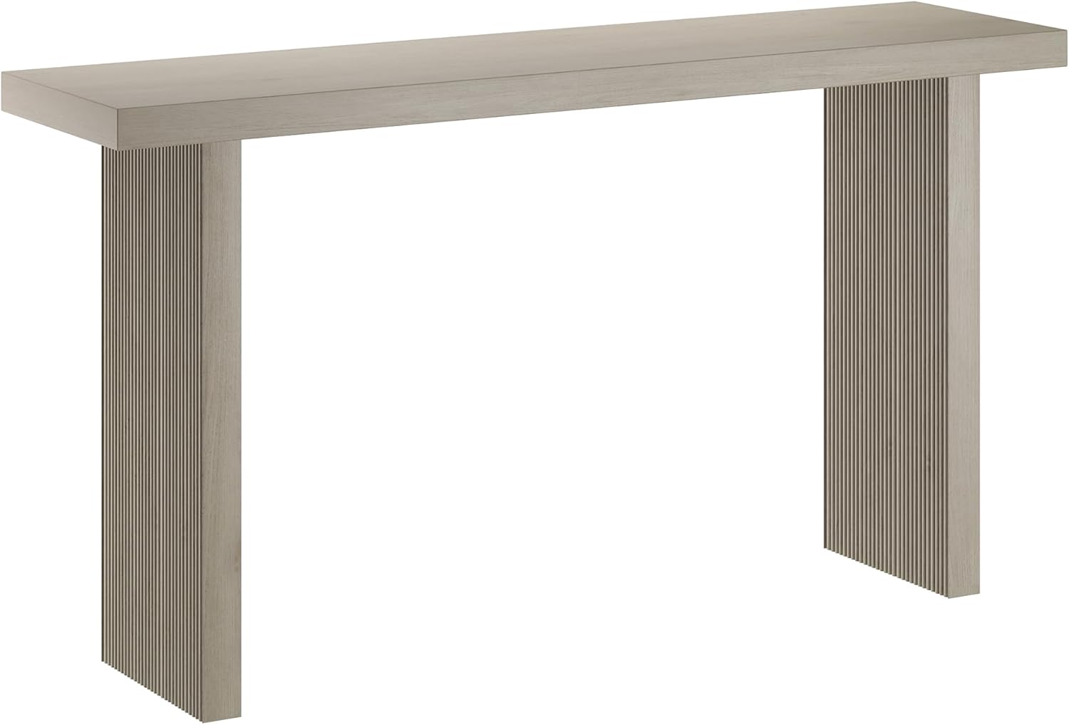 Henn&Hart 55" Fluted Wooden Rectangular Console Table Ribbed Entryway Table, Sofa Table for Entryway, Living Room, Couch, Hallway, or Office, Beech White