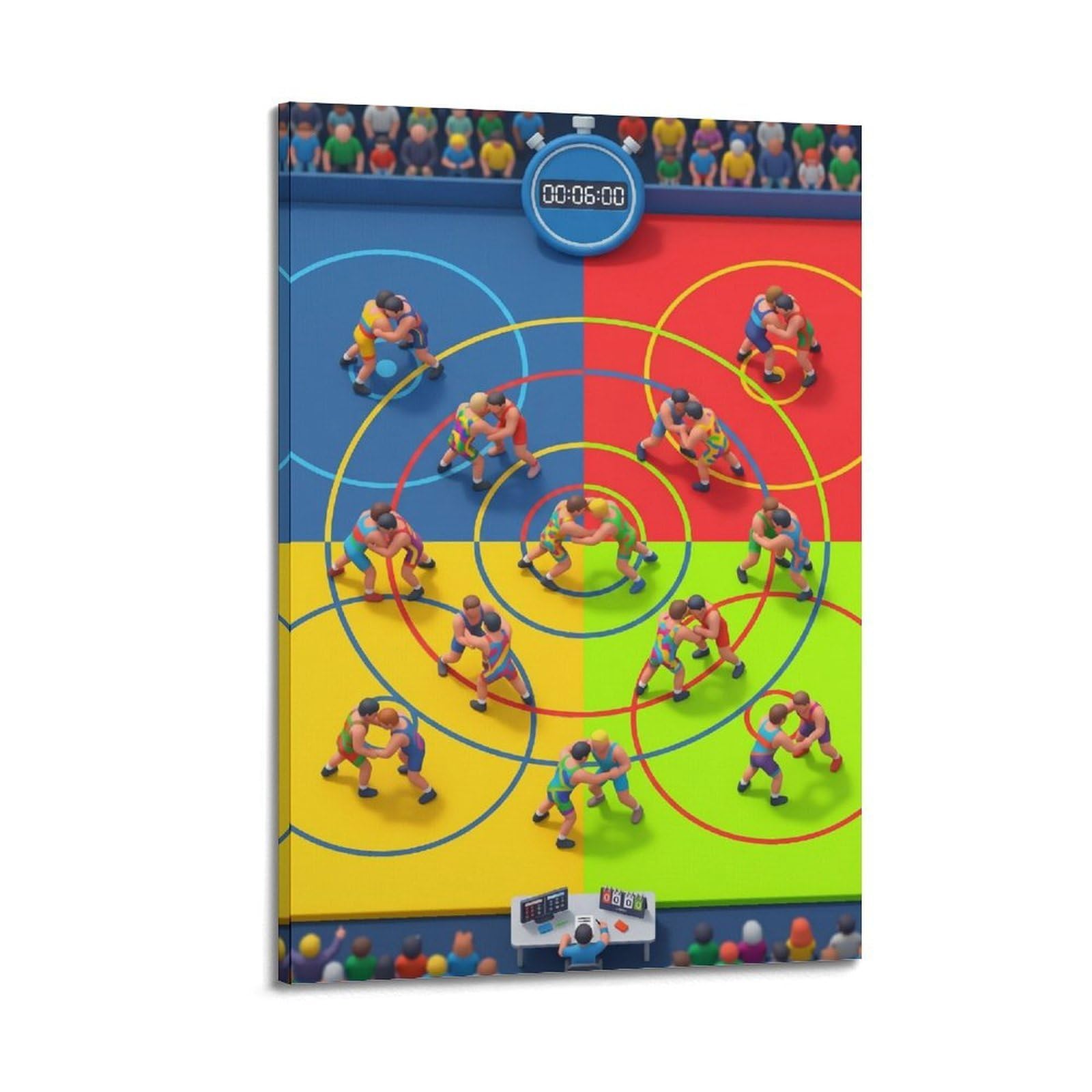 OLYHTR Wrestling Match Poster Modern Decorative Canvas Prints - Ideal Wall Art for Family, Man Cave, Game Room, Boys & Girls Bedroom 24x36inch(60x90cm)