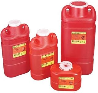 Multi-purpose Sharps Container 1-piece 5.5h X 8.5w X 5d Inch 3.3 Quart Red Base Funnel Lid