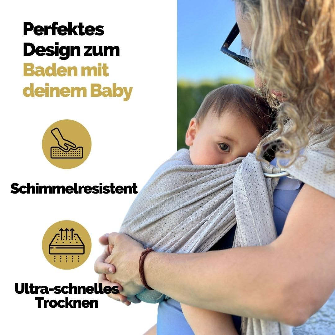 Amarsupiel | Baby-Wasserträger | Baby Wasser Schultergurt | Ultraschnell trocknende | Ergonomische Babytrage | OEKOTEX | Zertifikat Made in Spain |Grau
