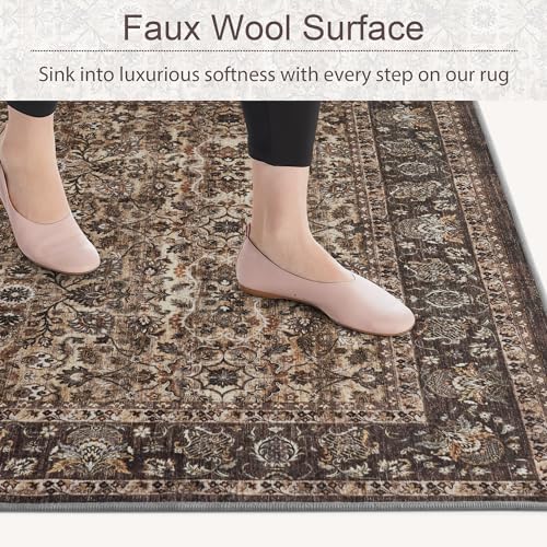 Tapete Pasillo Cocina Lavable 2x6 ft Boho Marrón miniatura 3
