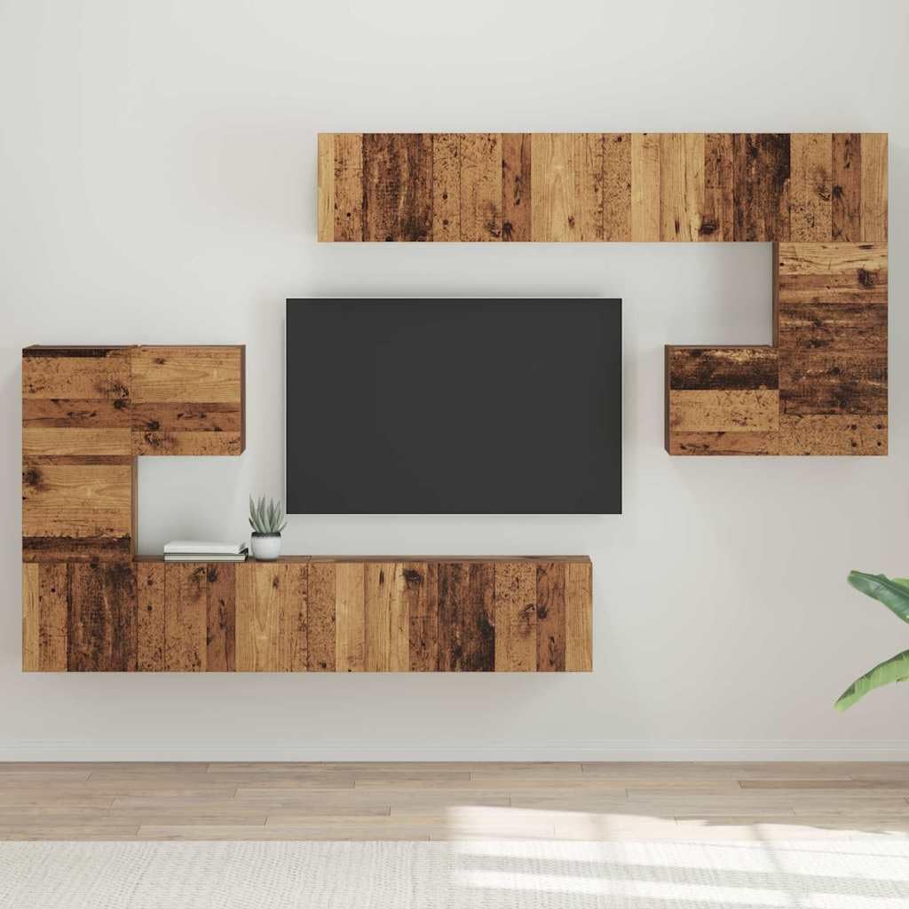 Fengshui Jednostki TV montowane na ścianie 4 szt. stare drewno