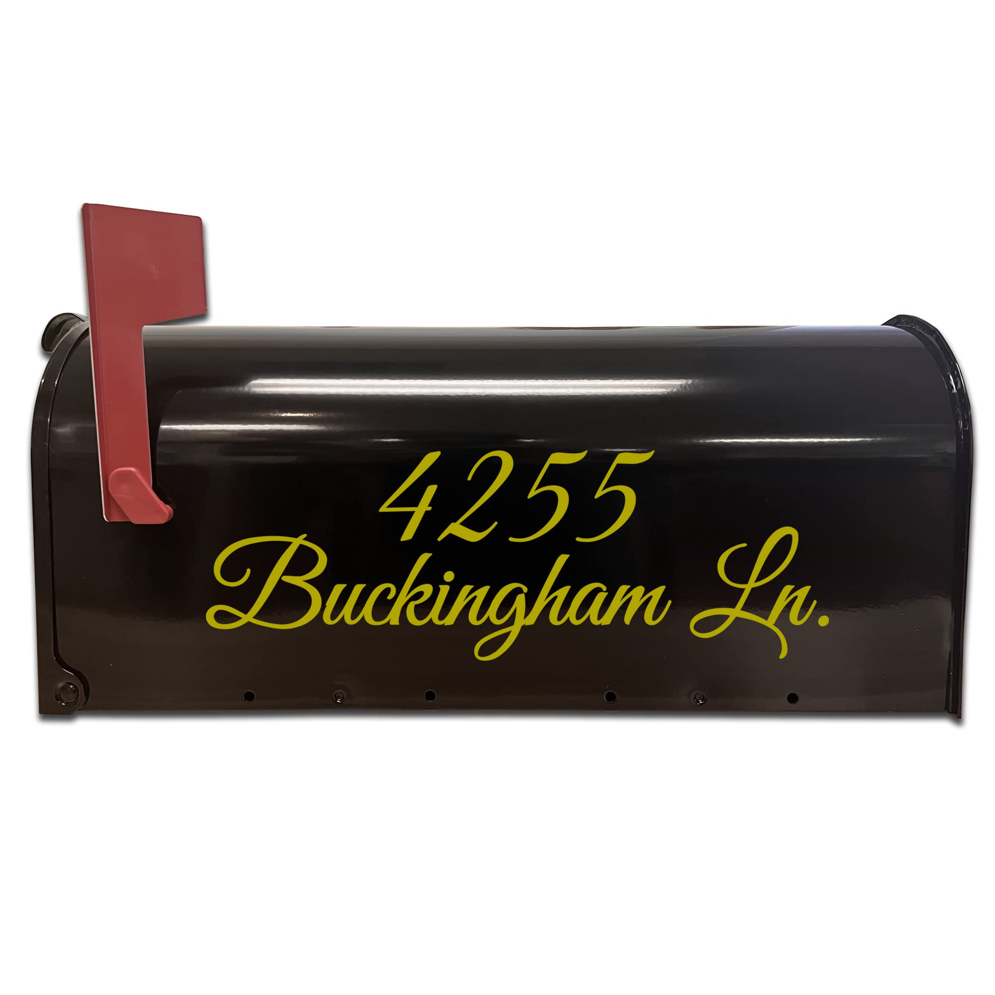 Custom Gold Mailbox Decals 19 inches x 6.5 inches Set of 2 Personalized House Numbers and Address Stickers for Outdoor Mailboxes Die Cut Vinyl