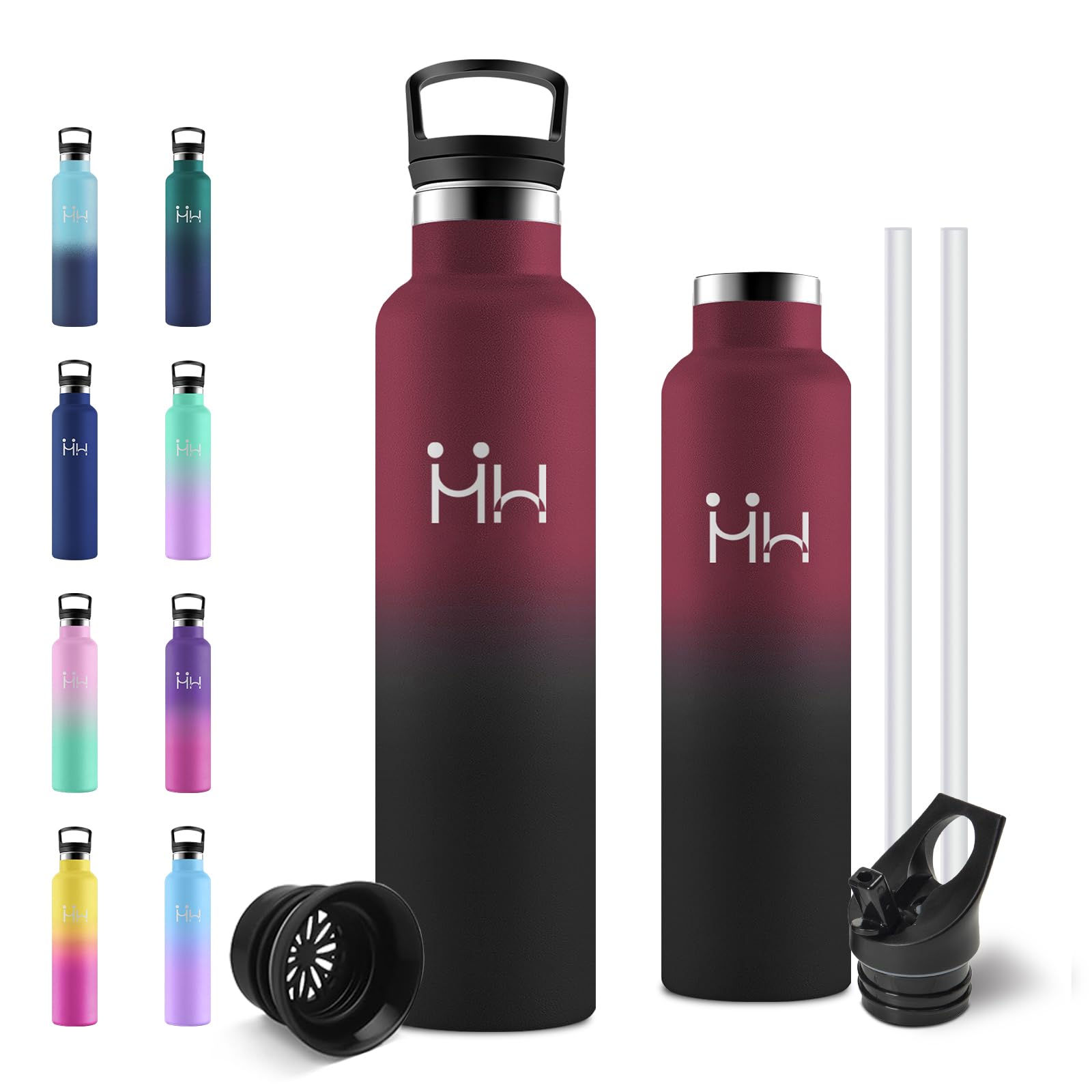 JAPORIA 1L Water Bottle with Straw, Double Layer Insulation, Leak Proof Water Bottles for Carbonated Drinks, School, Camping