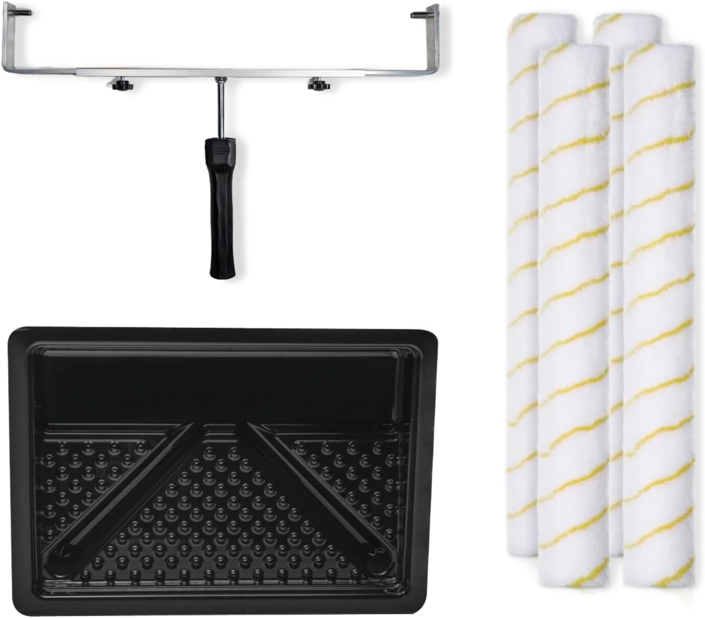 18" Paint Kit - Includes 18 Inch Paint Roller Tray, 12"-18" Adjustable Roller Frame, (4) 18" Roller Covers - for Ceiling, Wall, Floor, Deck Painting | Interior & Exterior Painting Supplies