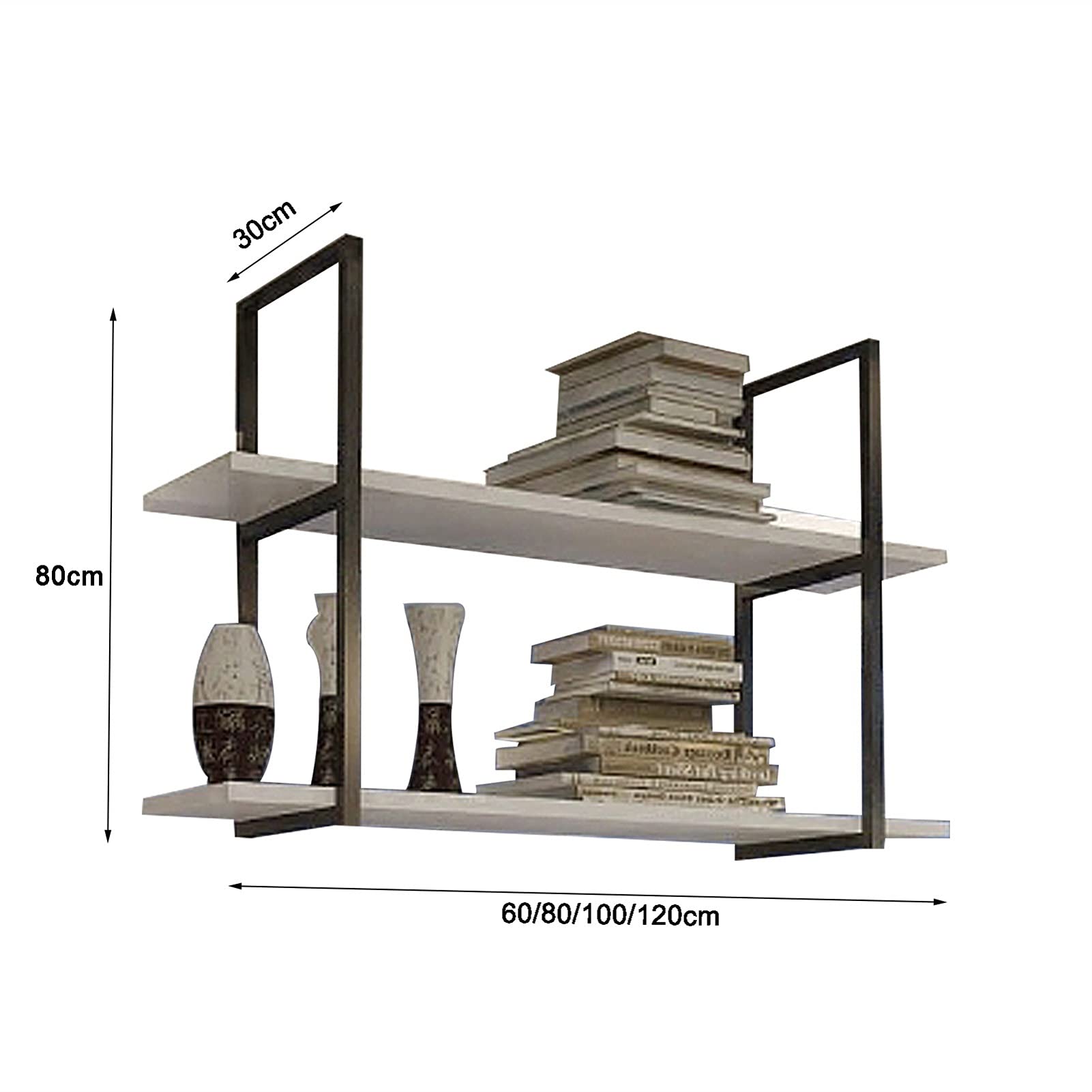 ZDW Scaffale a Soffitto Supporto per Fiori da Soffitto Industriale, Scaffali Sospesi a 2 Livelli per Esposizione, Conservazione e Arredamento, Scaffale per Cucina Bar Ristorante/60 * 30 * 80Cm