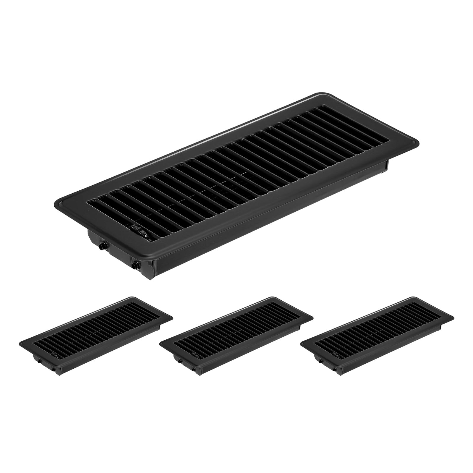 PATIKIL 4x12 Inch Floor Vent Covers, 4 Pcs Floor Registers Heavy Duty Metal Walkable Air Vent Covers Easy Adjustable Air Supply Lever for Home Office Wall Ceiling Grilles, Black