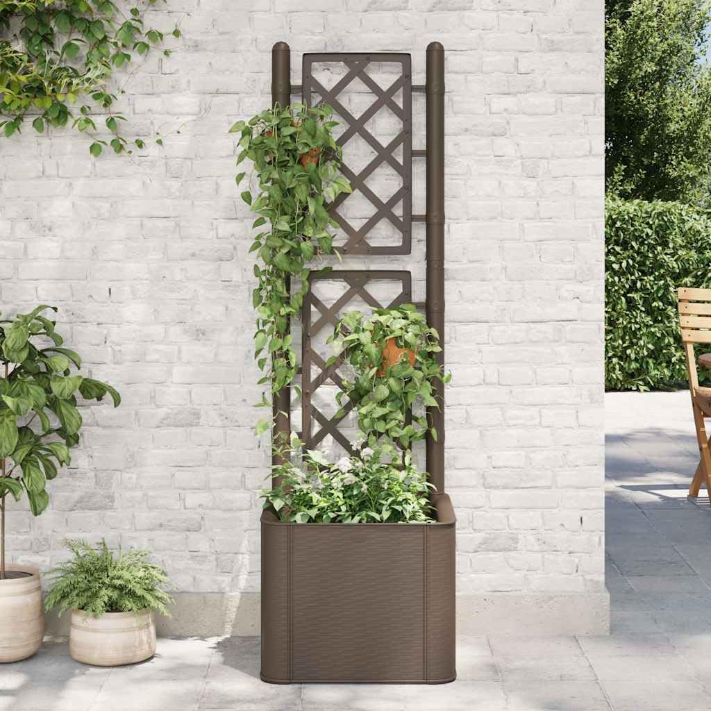 Jardinière surélevée avec treillis, auto-irrigation, 35 l, moka