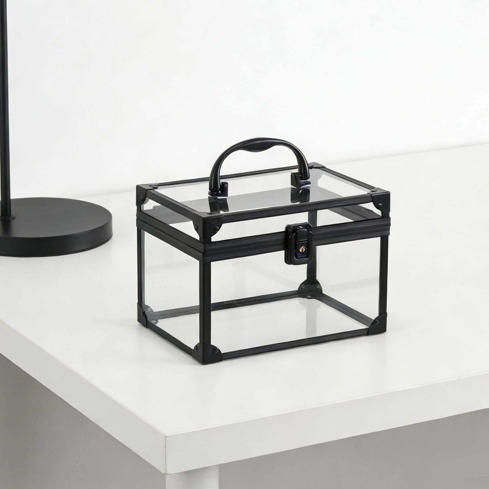 Hohopeti Scatola Porta Dischi in Vinile con Coperchio e Maniglia, Custodia in Plastica Trasparente per CD e Dvd, Organizer Compatto per Casa e Ufficio, Protezione Anti-graffio e Polvere