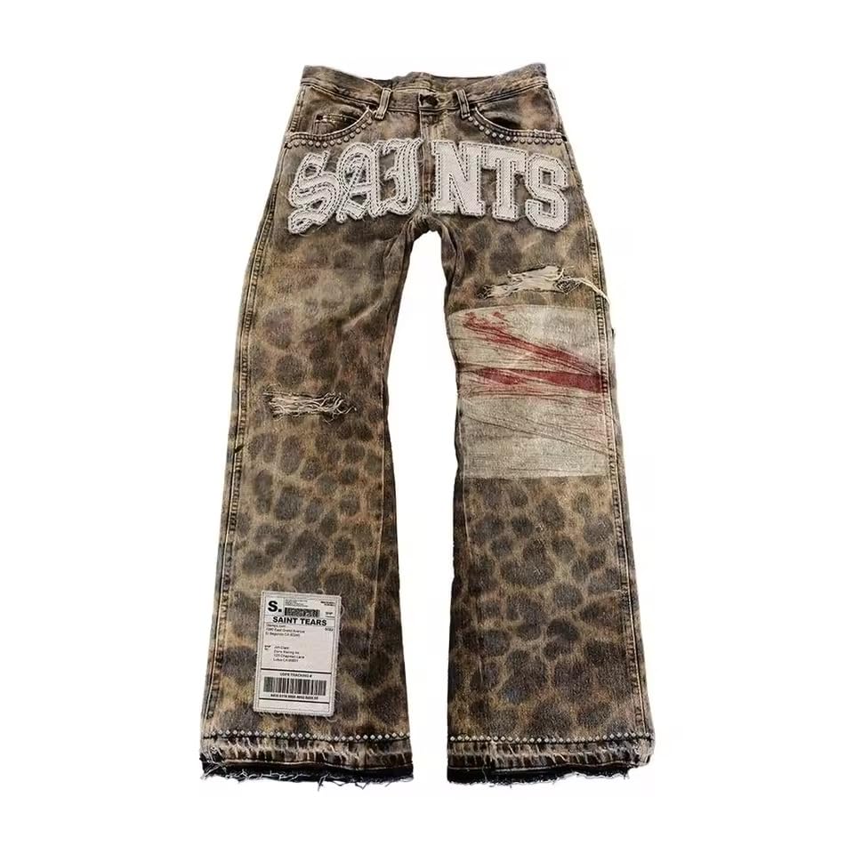 Jean brodé imprimé animal Saints idéal pour un look de soirée audacieux