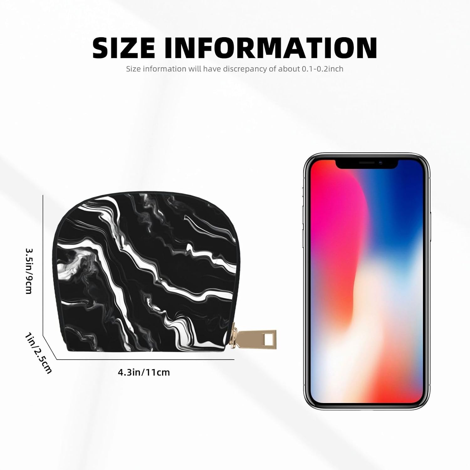 Black white marble print print Wallet Credit Cards Holder Business Card Case for Men Women Compact Size for Adults