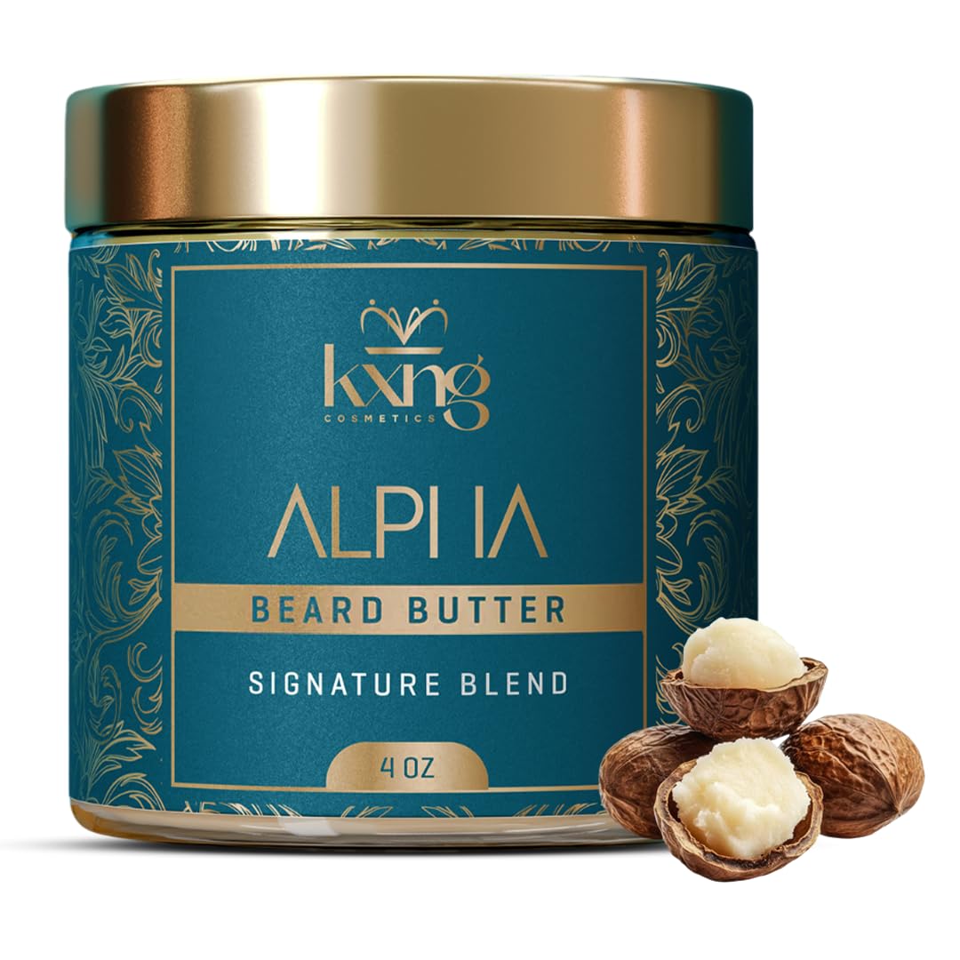 KXNG Cosmetics Luxury Beard Butter for Men – 4oz | Premium Deep Conditioning Beard Moisturizer with Shea & Natural Oils | Softening Balm for Black Men’s Beards & All Beard Types | Alpha
