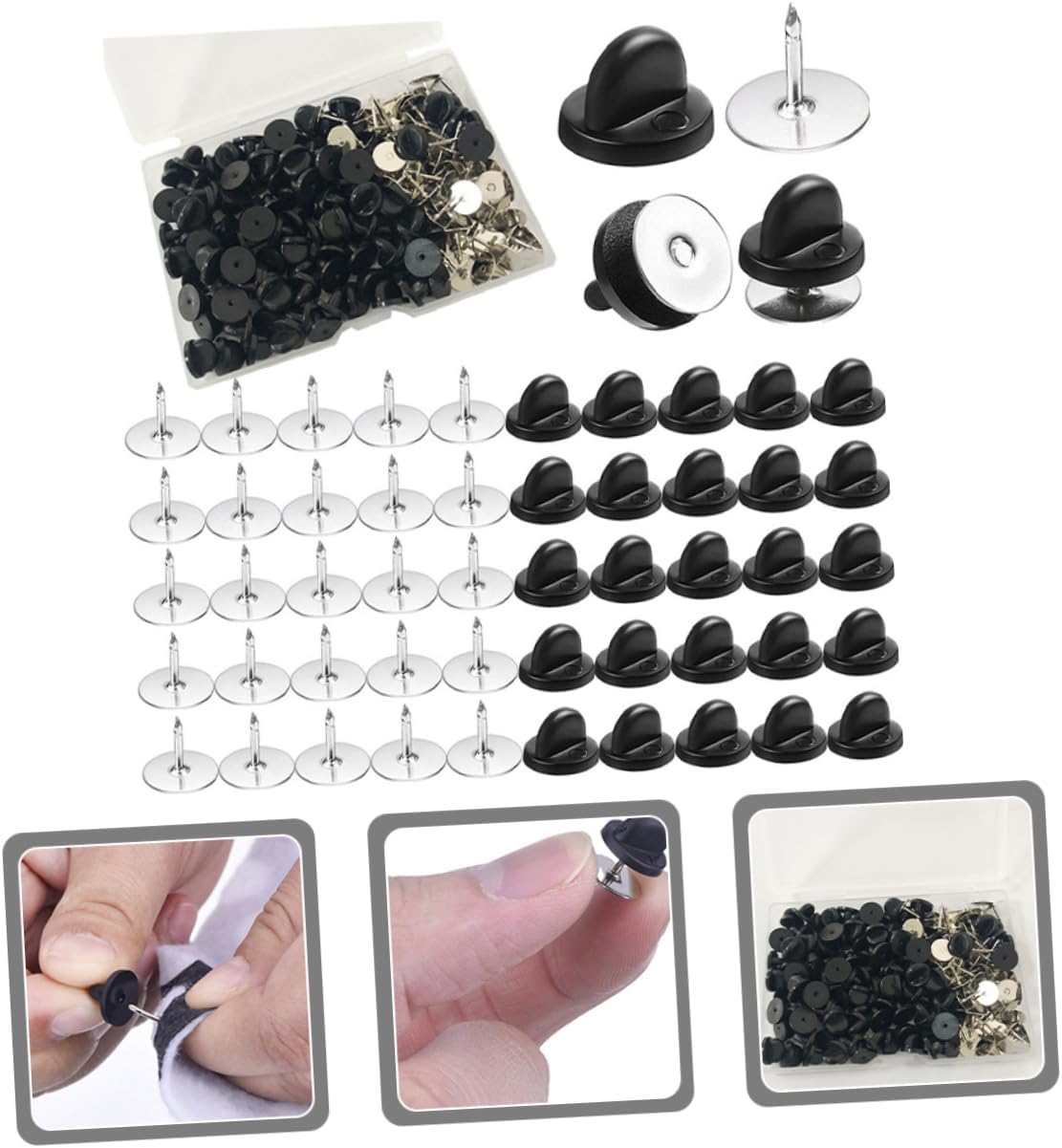 Lurrose Multipurpose Pin Backs of Round Lapel Pin Clutches for Badges Brooches and Jewelry Making Easy to Use and