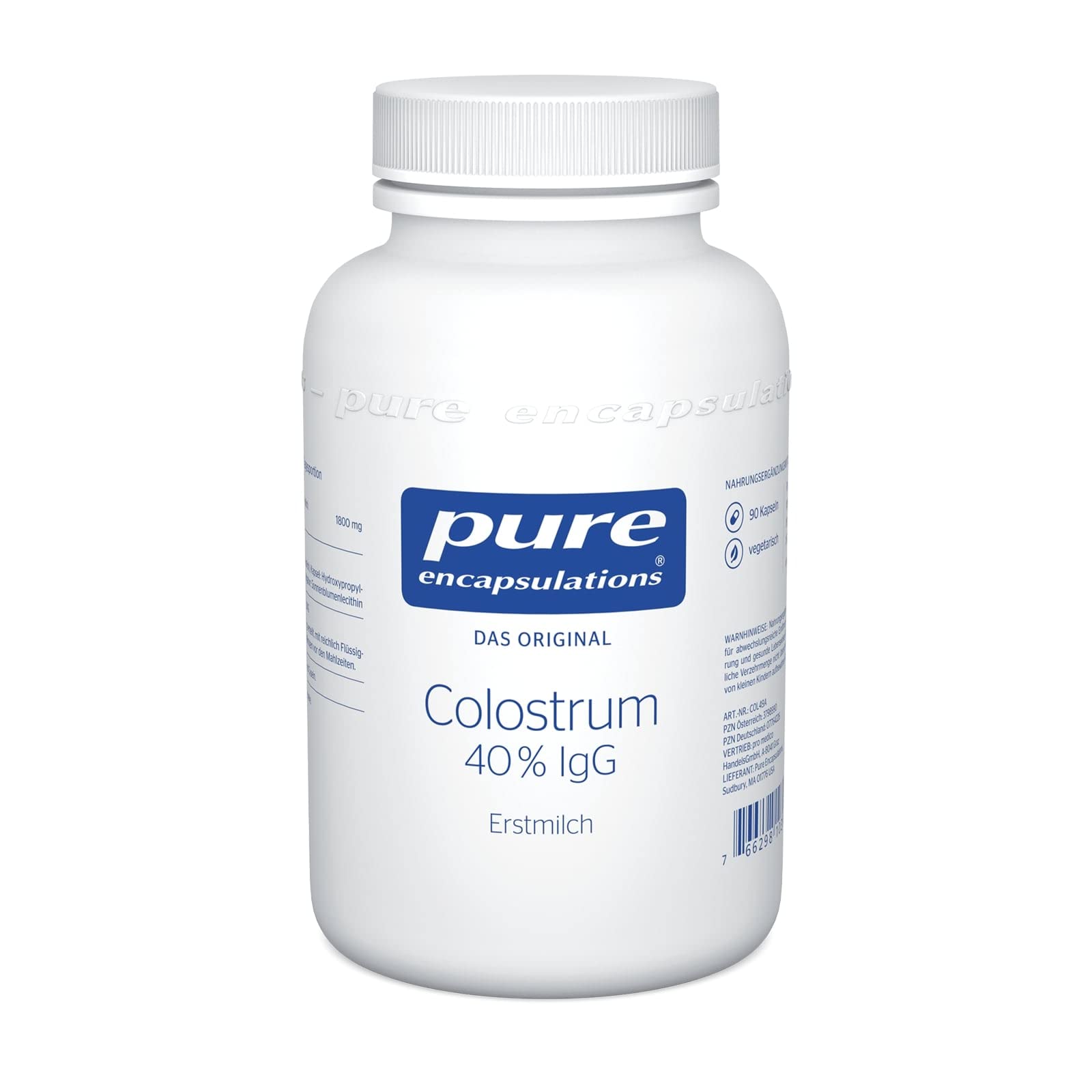 Pure Encapsulations - Colostrum 40% IgG - Erstmilch - Voller wertvoller Inhaltsstoffe- 90 Kapseln
