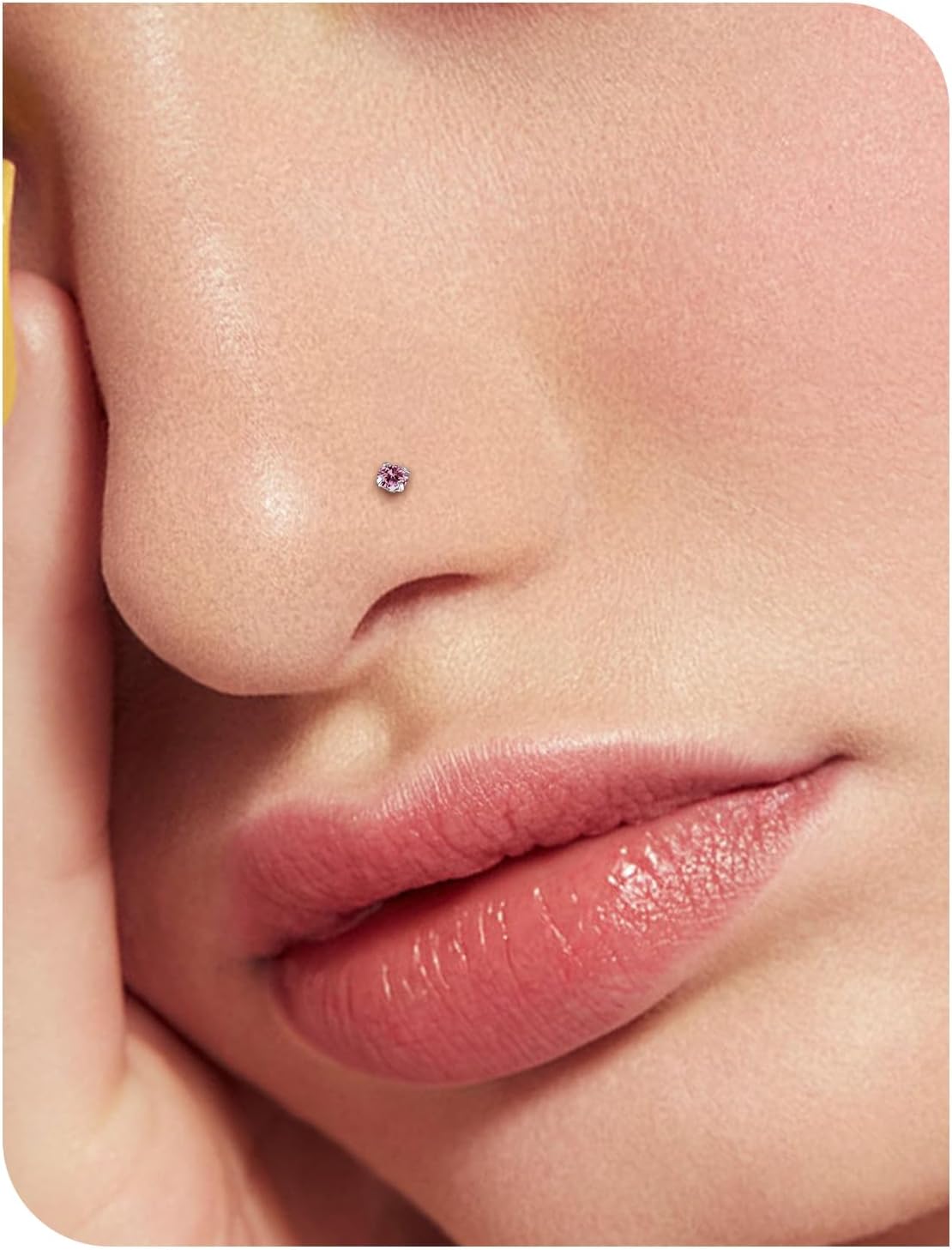 3 Pcs 20G ASTM F136 Titanium Nose Rings Studs for Women G23 Titanium Nose Rings Diamond CZ Nose Studs L Shaped Nose Nostril Piercing Jewelry Hypoallergenic - Image 4