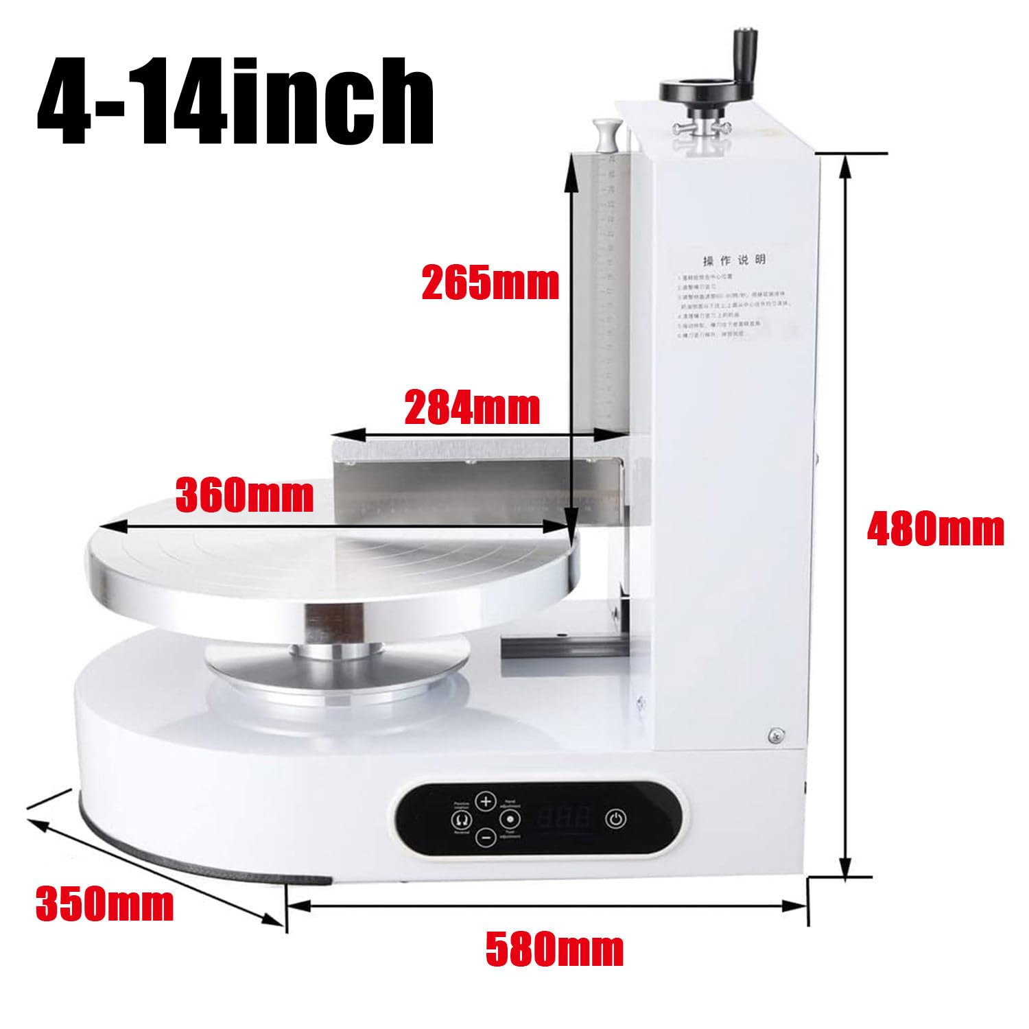 Qiang Réglable Gâteau Grattoir Crème Spatule Outil De Cuisson Edges Lisseur Machine Glaçage Gâteau d'anniversaire Semi-Automatique D'épandeur Décoration Crème Niveleur,White-4-14in