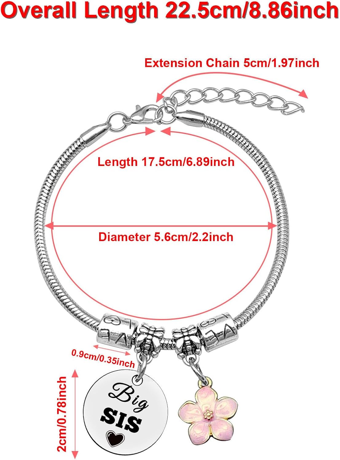 DlaeKua Big Sister Gift Birthday Bracelets for 2 Sisters Birthday Gift Bracelet from Friend Sisters Gifts Bracelet from Big Sister Bestie Presents Friendship Present for Women Christmas Bff Present - Image 3