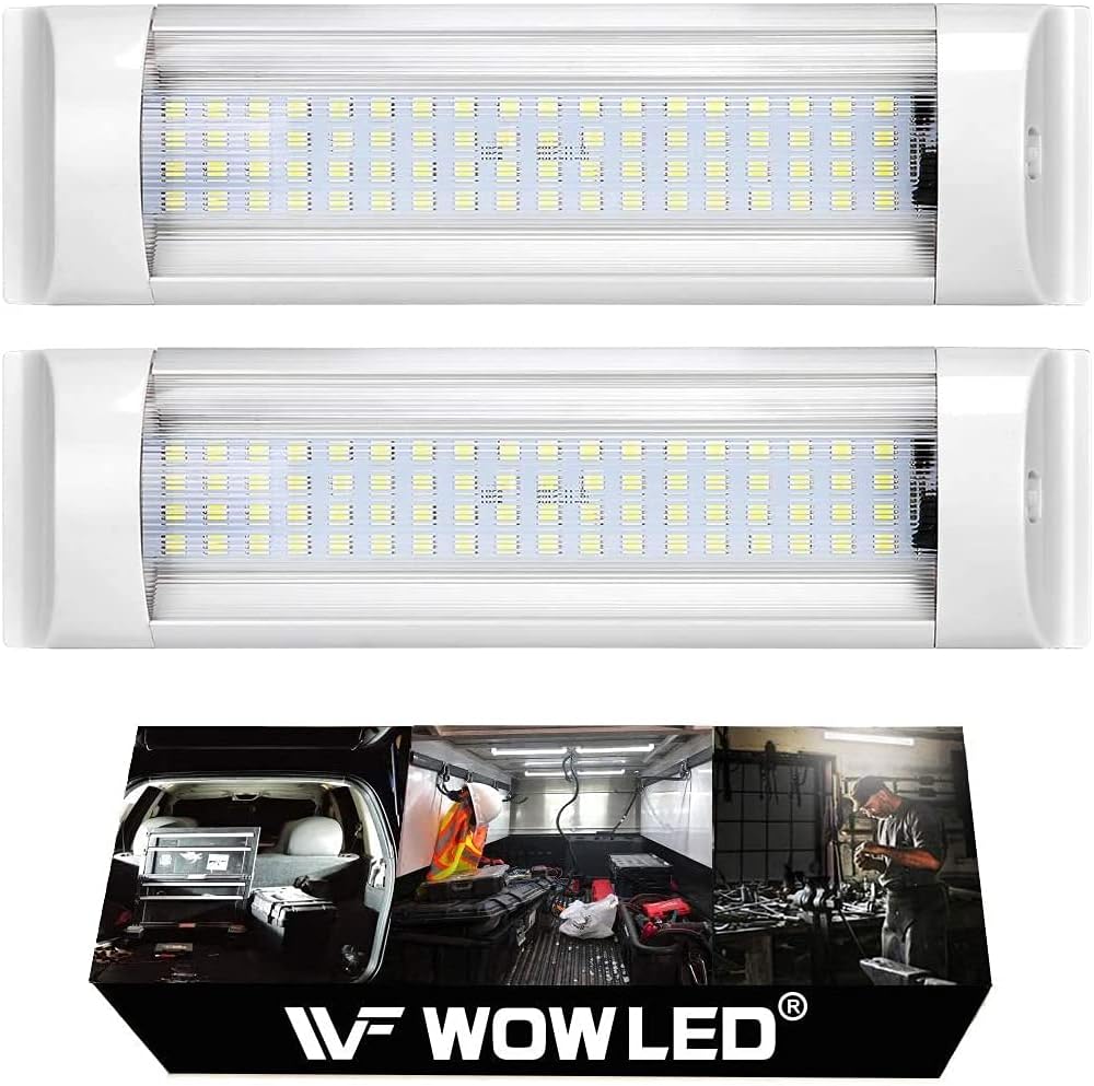 12V 72LED Interior Lights 2Pack, 4W LED RV Ceiling Roof Lights Bar Lamp with On/Off Switch, LED Interior Lighting for Car Camper Van Bus Caravan Boat Dome Light Motorhome Kitchen