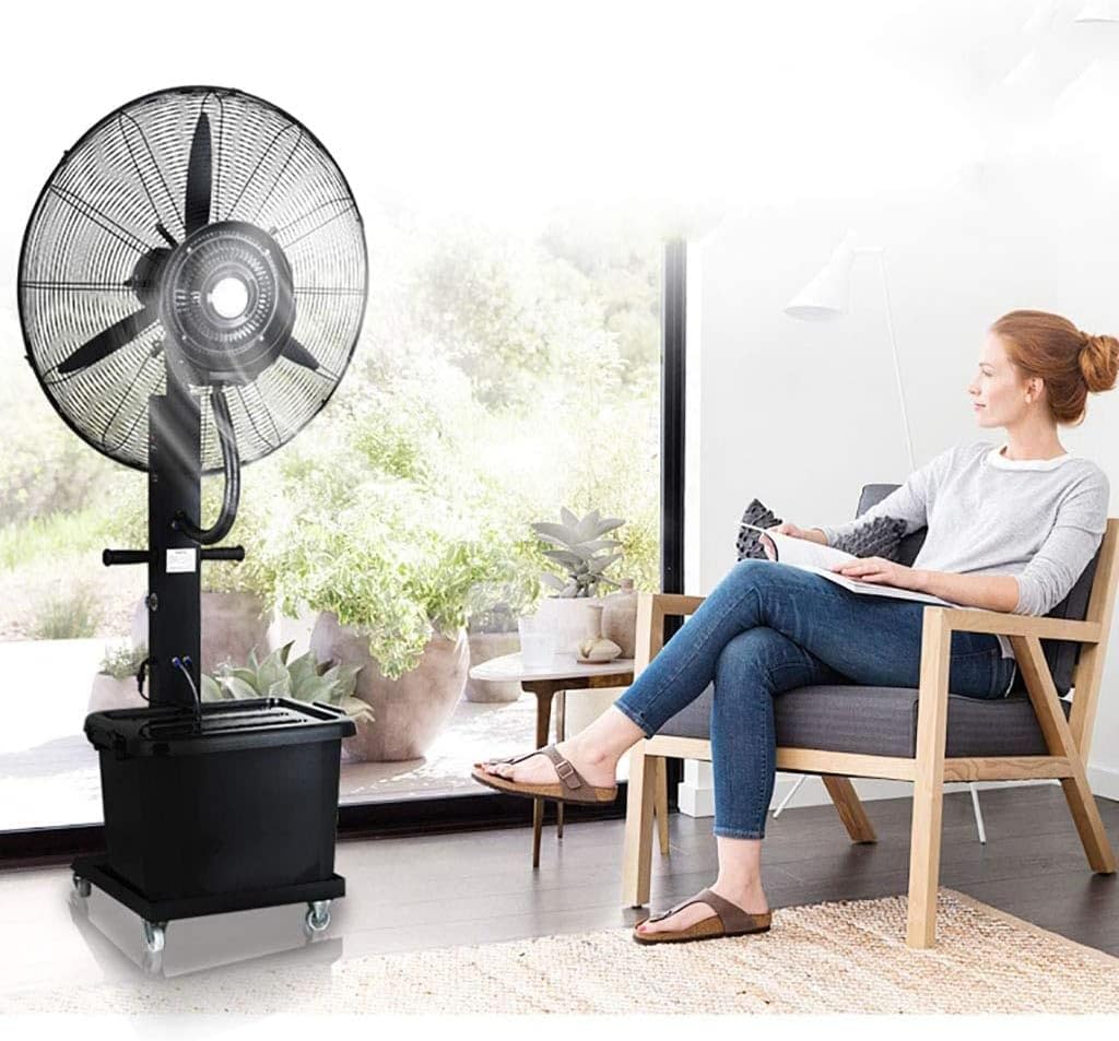Pedestal Fan, 28-inch Oscillating Stand Fan 3-Speed, 3 Mode Fan Adjustable Wind Machine Fan with Water Tank for Home and Office, Black,copper-Diameter70cm