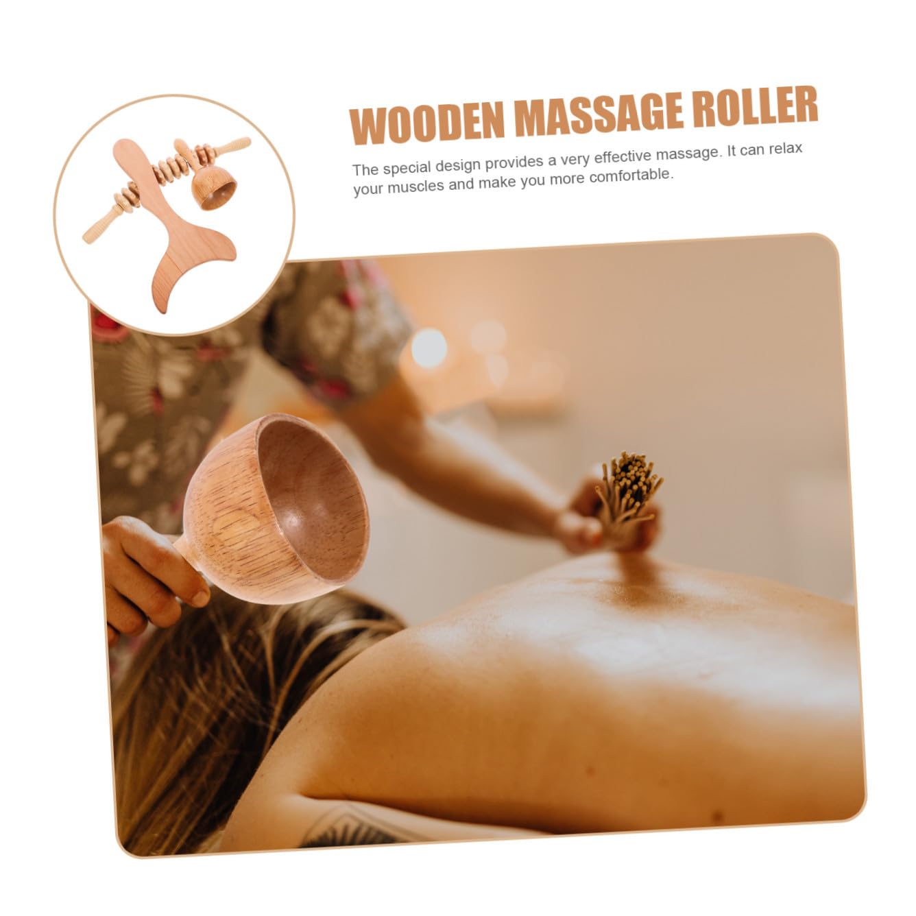 Outanaya Juego de Masajeador Corporal de Madera 3 Piezas para Cuerpo y Cuello, Herramienta de Masaje Anticelulítico Multifuncional, Adecuado para Terapia de Relajación y Viajes