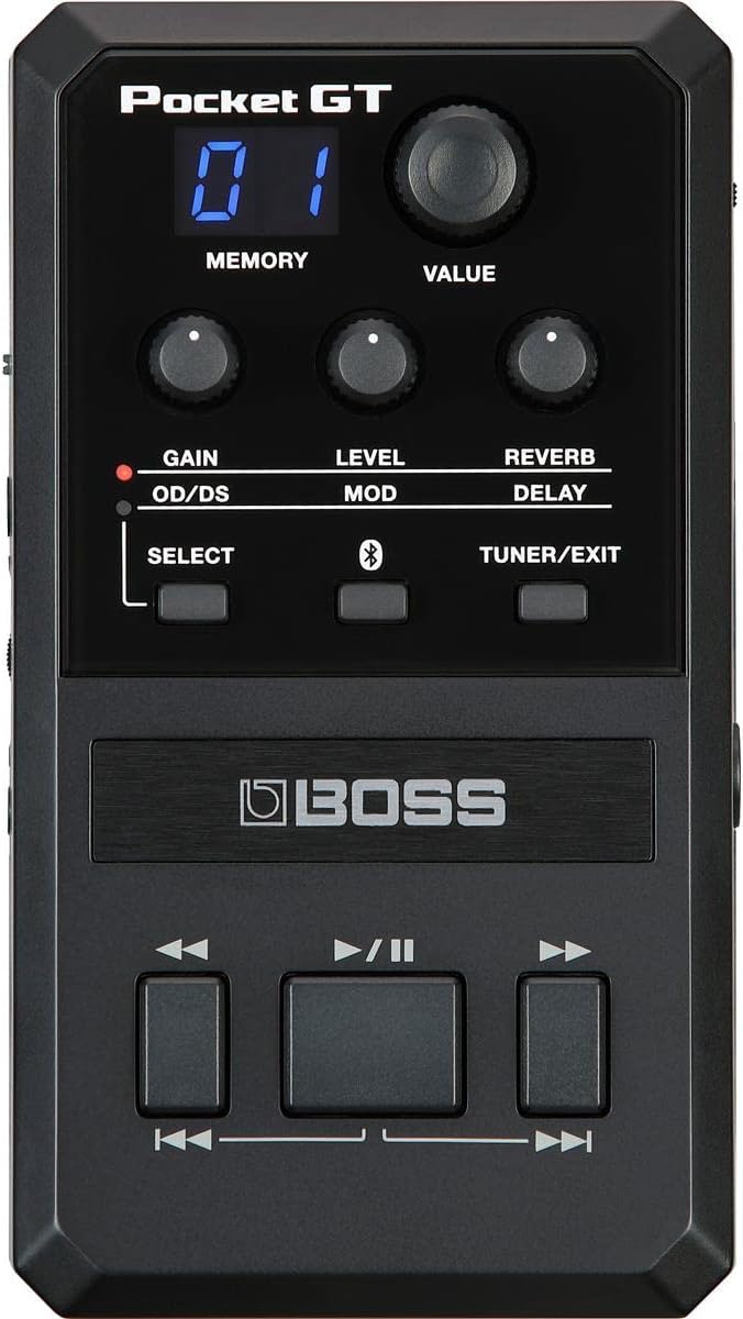 BOSS Pocket GT Effects Processor with YouTube Learning Solution for Guitar and Bass