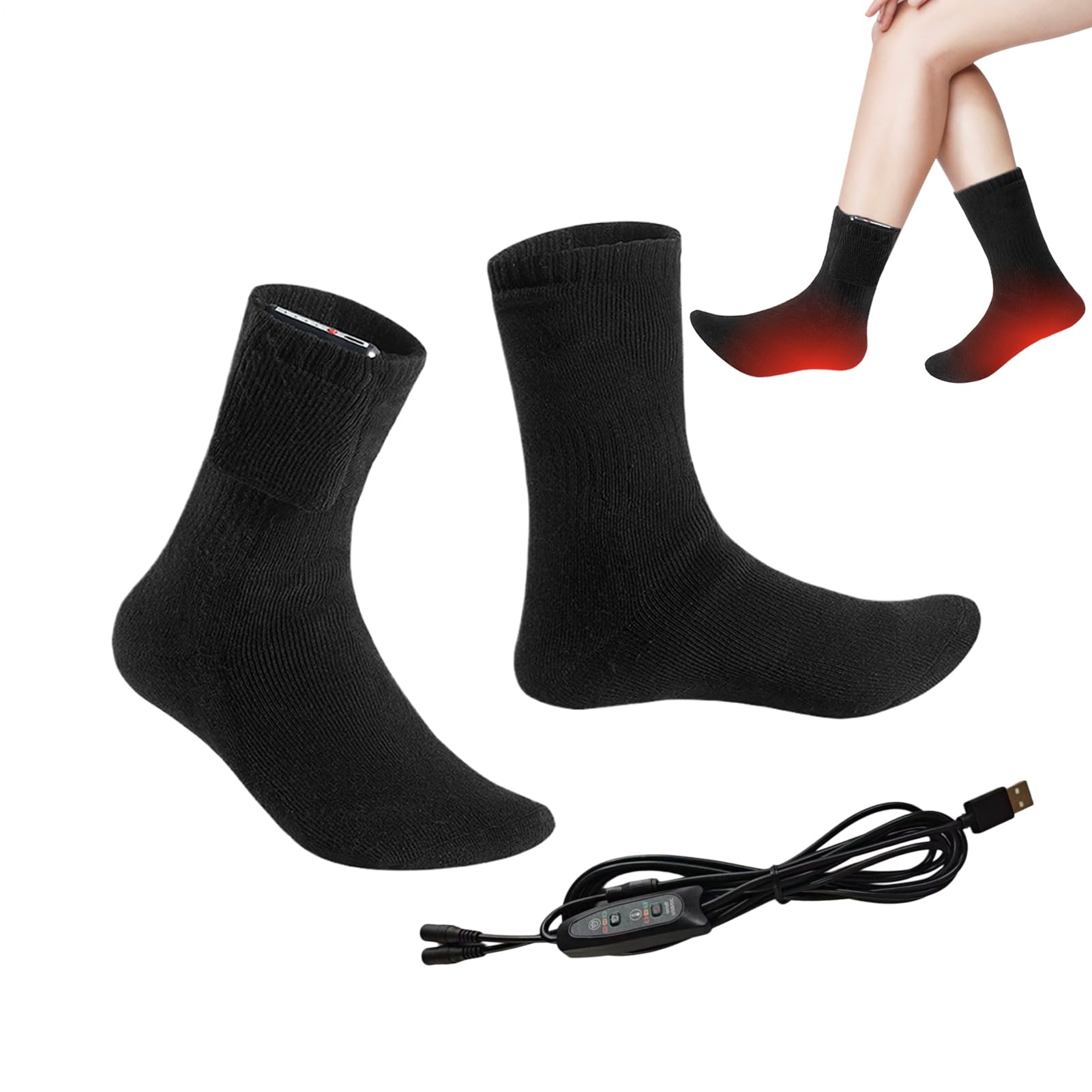 Rechargeable Heated Socks For Men & Women, Heating Sock For Women | Rechargeable Heating Comfortable Warmer - USB Heated Socks For Ski Winter Sports Outdoor Activities