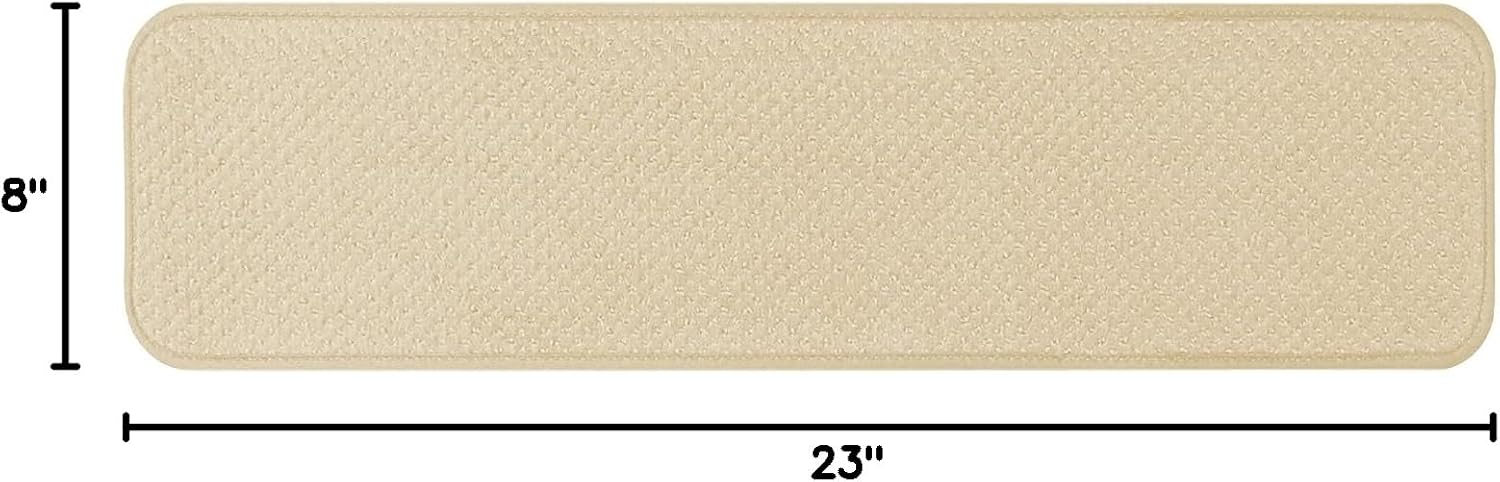 House, Home and More Set of 15 Skid-Resistant Carpet Stair Treads - Ivory Cream - 8 Inches X 23.5 Inches