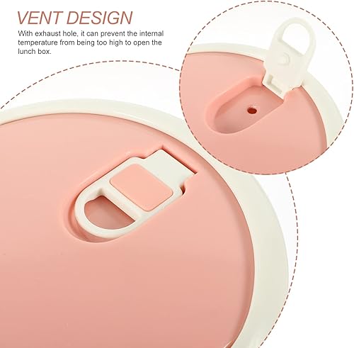 Miniatura 6 de Cabilock Lonchera térmica de doble capa rosa a prueba de fugas, portátil, de acero inoxidable, 11 x 8 x 5.5 pulgadas