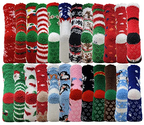 Image of Different Touch 24 Pairs Women Wholesale Bulk lot Cozy Fuzzy Non Skid Slipper Socks