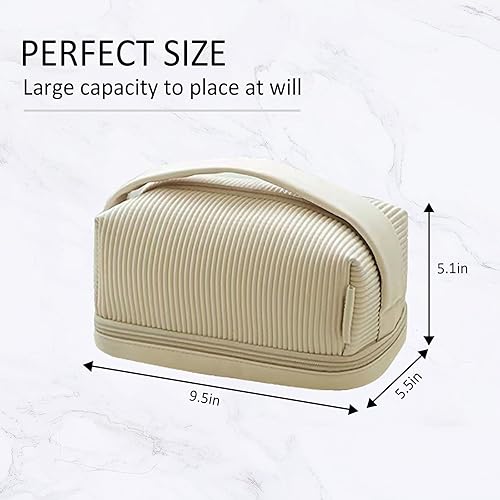 Miniatura 3 de Bolsa de maquillaje con almohada plana, bolsa de cosméticos de viaje de gran capacidad, bolsa de maquillaje con compartimento, organizadores de