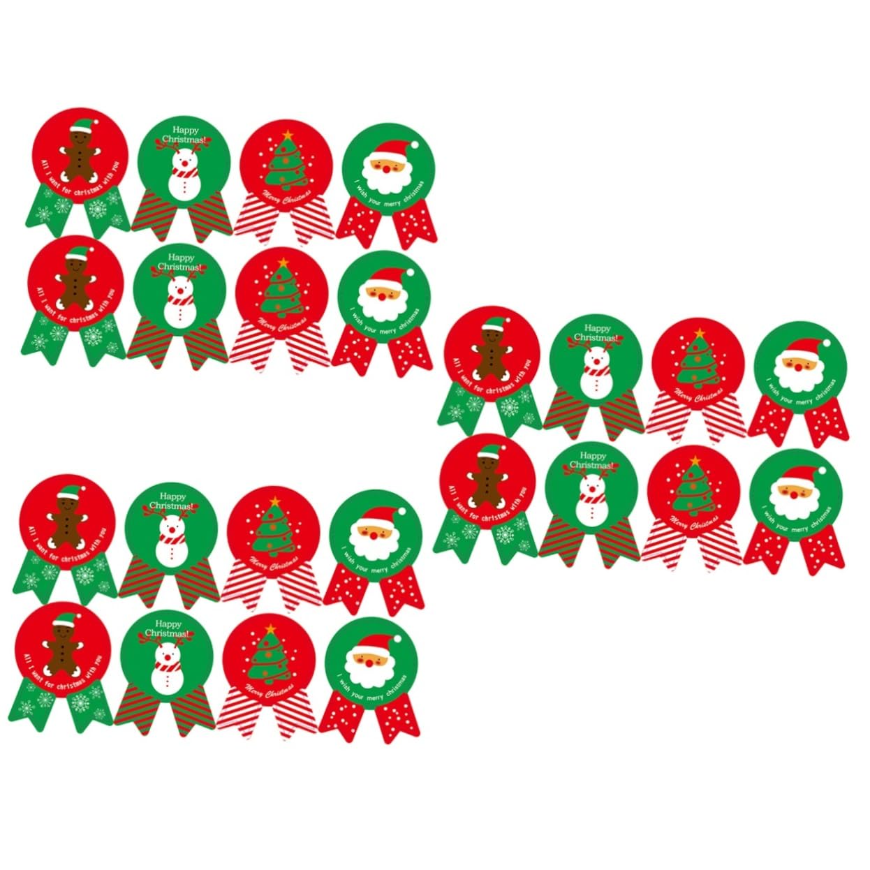 VILLCASE 960 Pezzi adesivi natalizi adesivi per feste di Natale etichetta rotonda di natale busta natalizia etichette decalcomanie ie per sacchetti di biscotti per natale